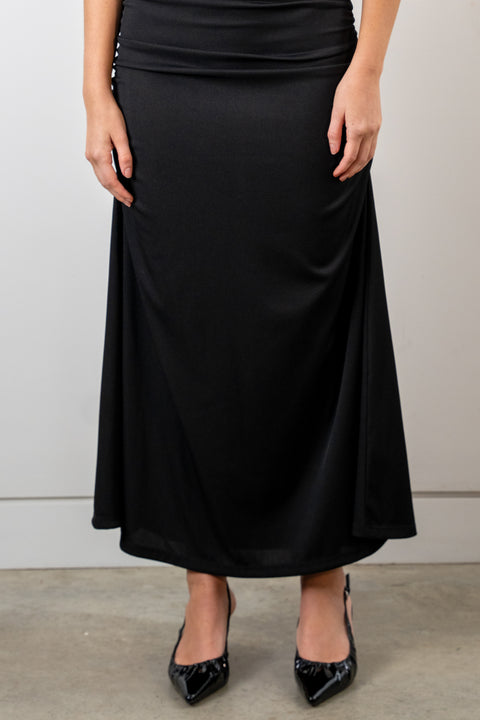 Ruby Ribbed Ruched Skirt - Black