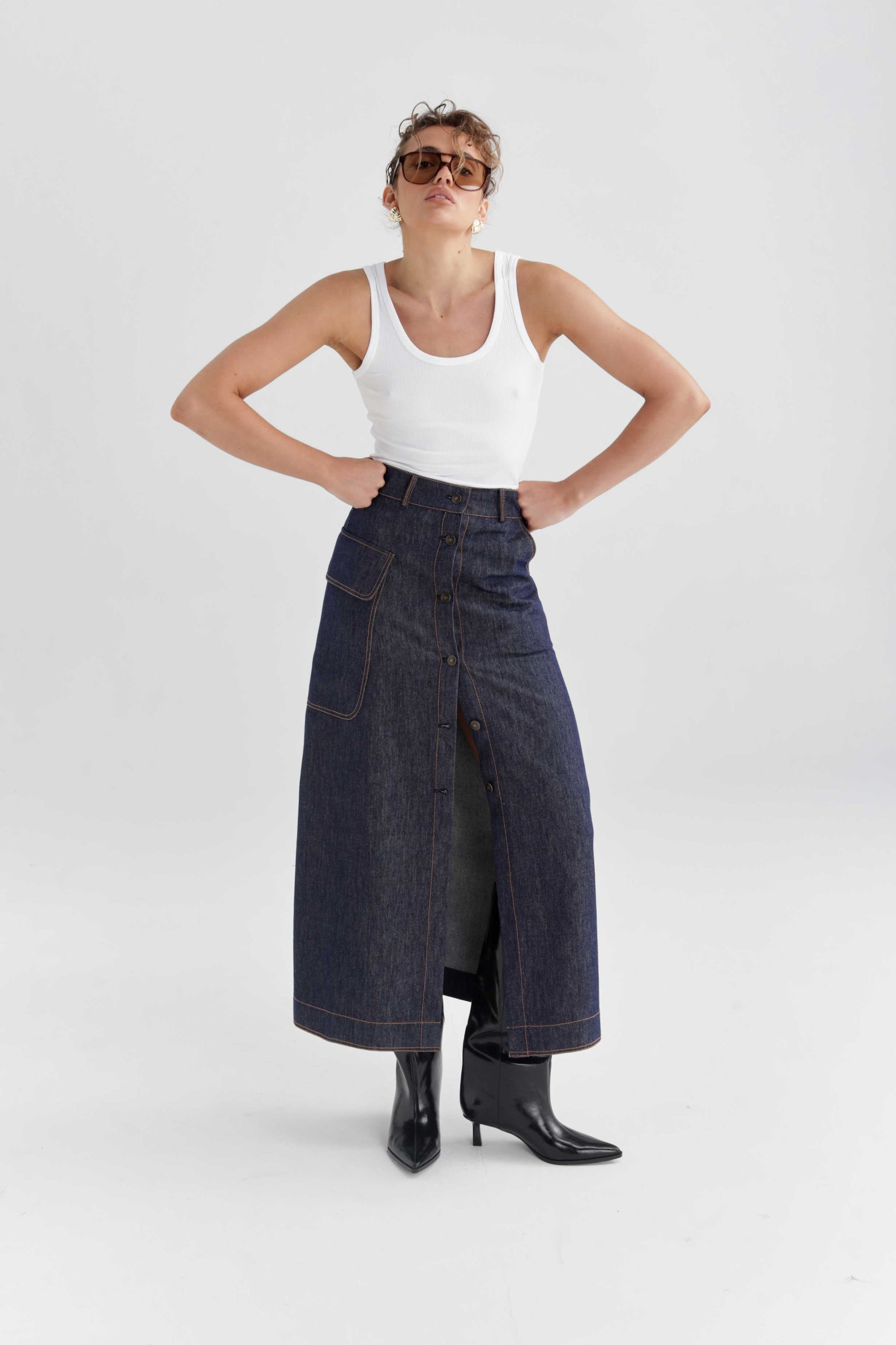 Ava Demin Maxi Skirt
