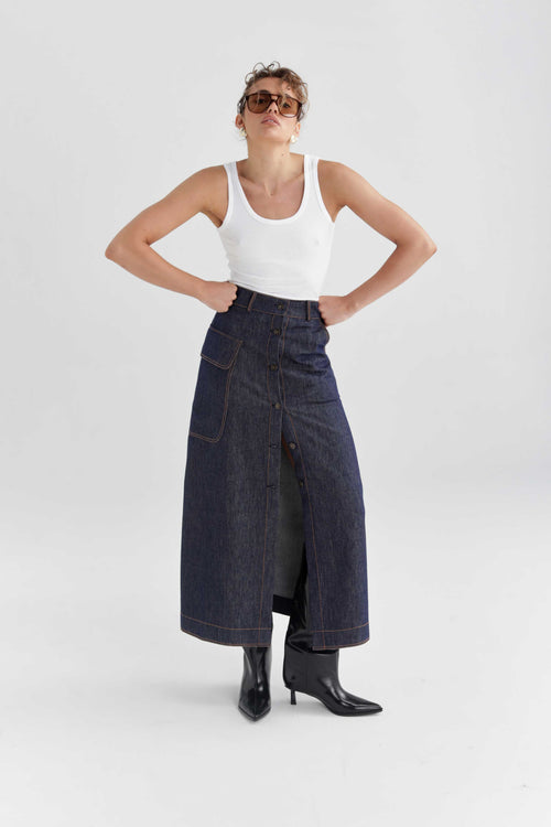 Ava Demin Maxi Skirt
