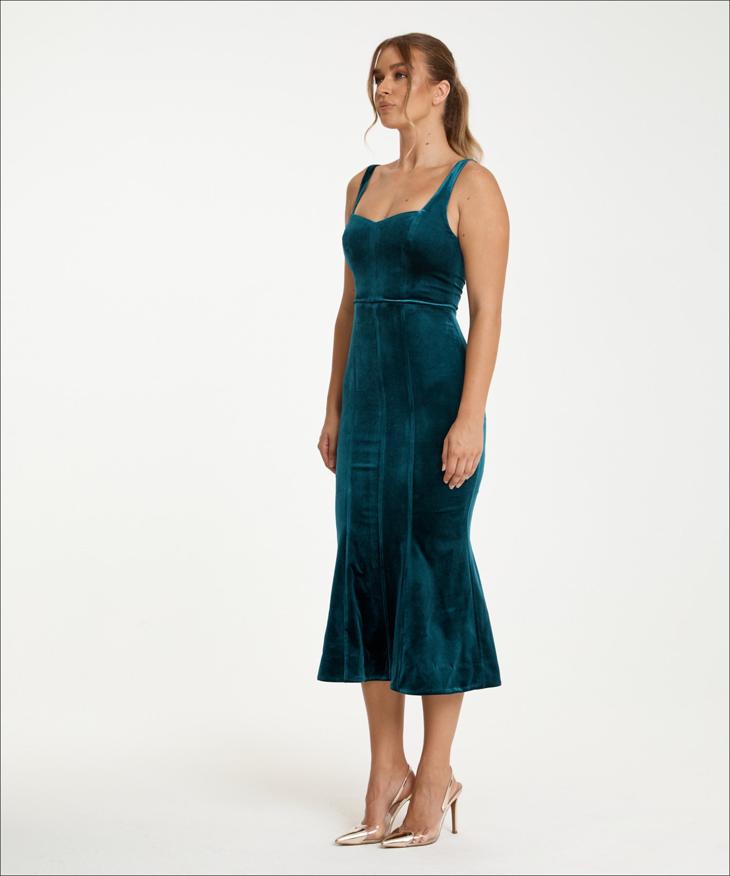 Anae Diana Teal Velvet Dress