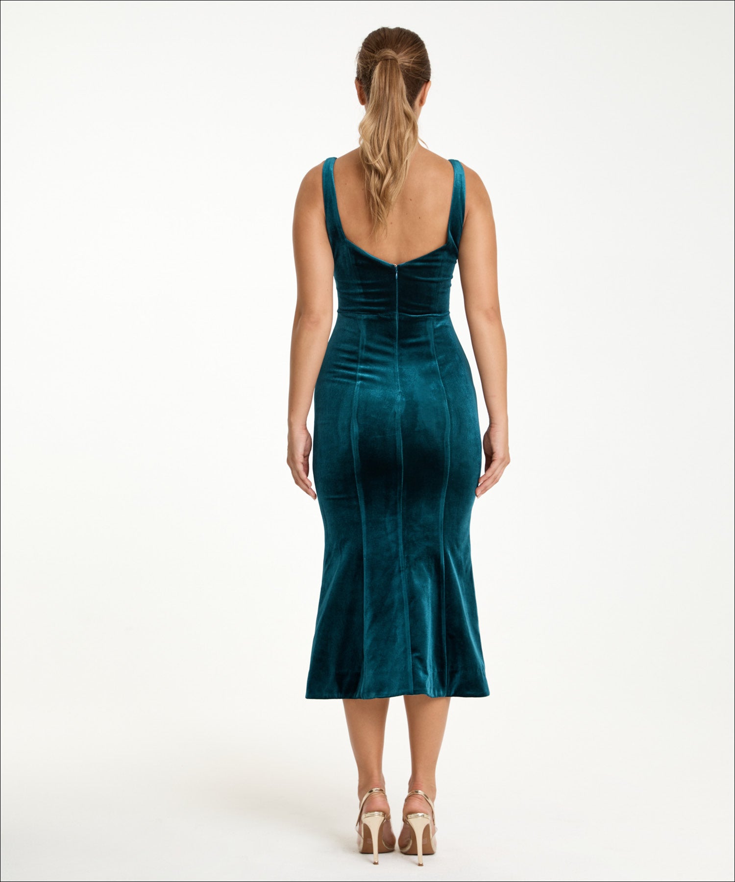 Anae Diana Teal Velvet Dress
