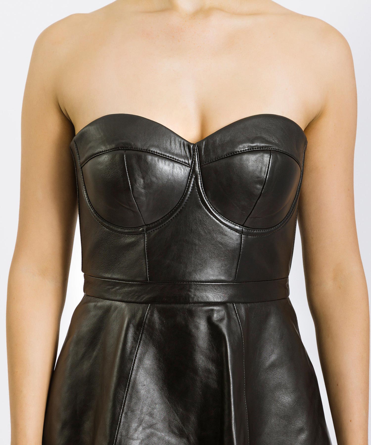KOURT LEATHER STRAPLESS DRESS 