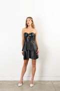Kourt Leather Strapless Dress