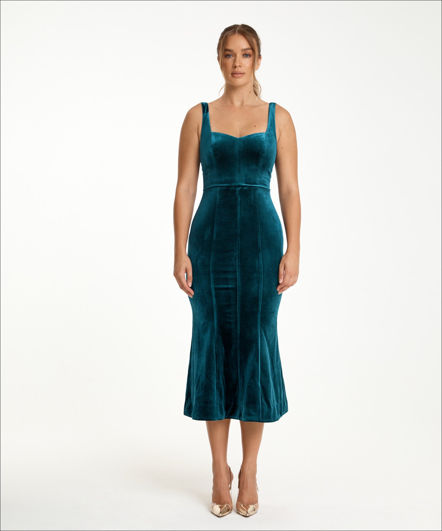 Anae Diana Teal Velvet Dress