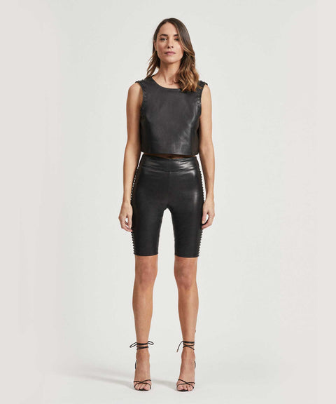 Indi Stud Leather Biker Short